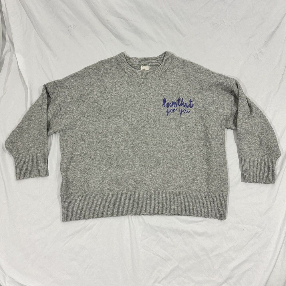 A New Day Womens Plus Sz 2XL Sweater Love That For You Long Sleeve Pullover Gray